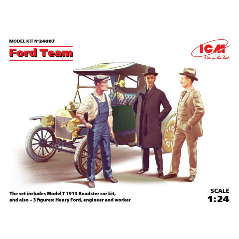 Ford Team  Model T 1913 Roadster and 3 figures -24007