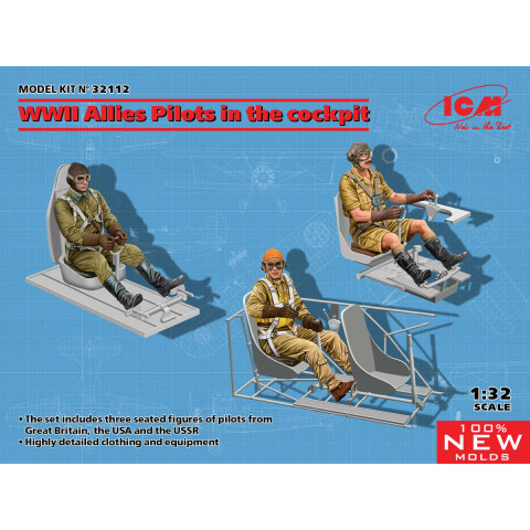 WWII Allies Pilots in the cockpit British, American, Soviet -32112