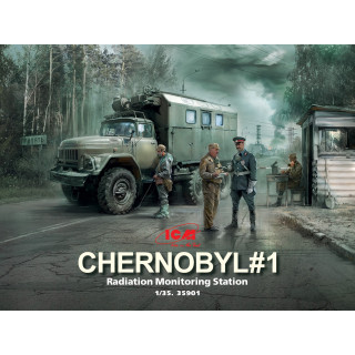 Chernobyl 1. Radiation Monitoring Station ZiL-131KShM truck & 5 figures -35901