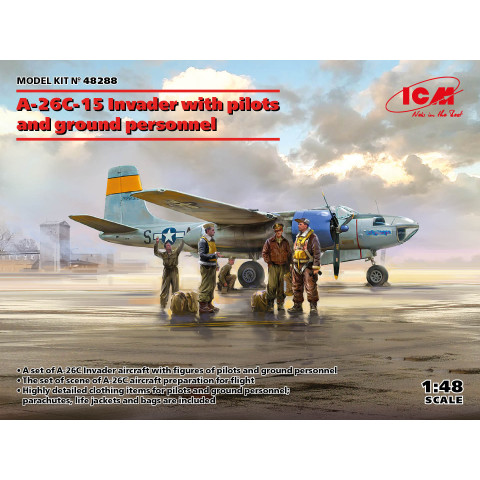 A-26C-15 Invader with pilots and ground personnel -48288