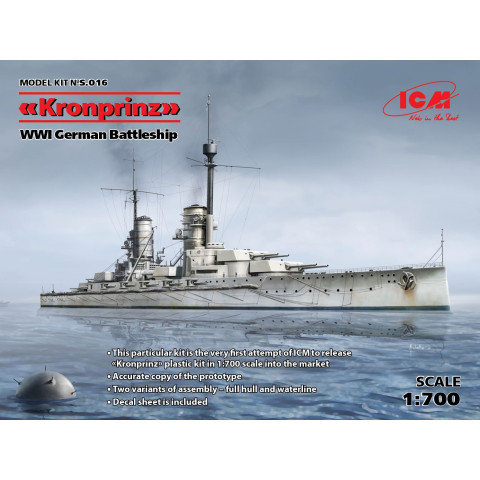 Kronprinz (full hull & waterline), WWI German Battleship -S016