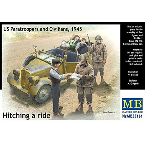 Hitching a Ride, US Paratroopers and Civilians -MB35161