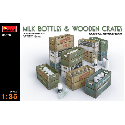 Milk Bottles & Wooden Crates -35573