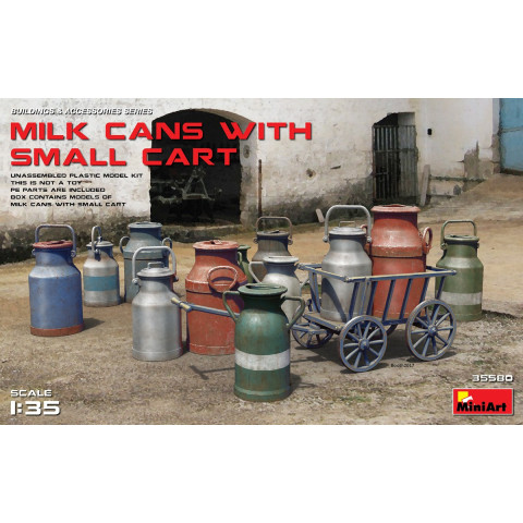 MILK CANS WITH SMALL CART -35580