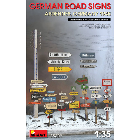 GERMAN ROAD SIGNS ARDENNES, GERMANY 1945 -35609