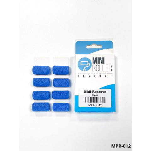 Mini Verfroller 8 stuks reserve rollertjes  afmetingen 31x15mm -MPR012