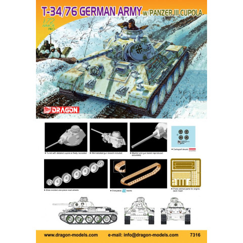 T-34/76 German Army w/Panzer III Cupola-7316