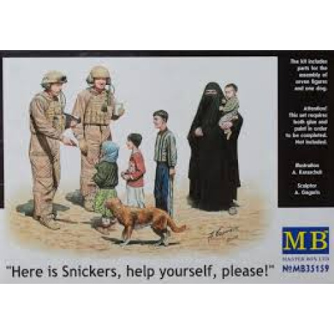 Here Is Snickers, Help Youself, Please!" 1/35 Militairen Figuren Bouwpakket -MB35159
