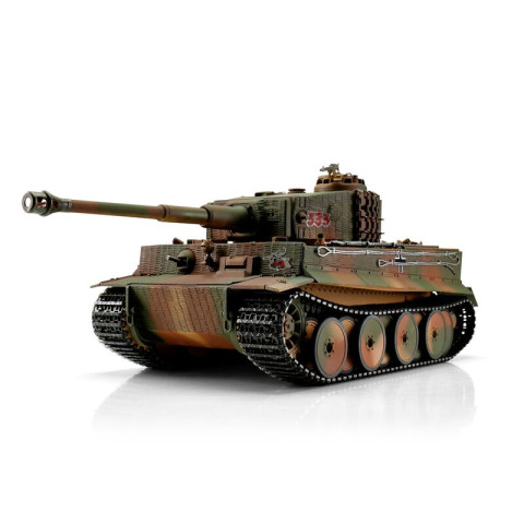 RC Pro-Edition Tiger 1 Mittlere Ausf Camoflage  Tank metal edition IR geleverd in luxe houten krat & Rook uit de loop Versie -11503-CA