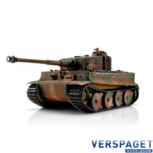 RC Pro-Edition Tiger 1 Mittlere Ausf Camoflage  Tank metal edition IR geleverd in luxe houten krat & Rook uit de loop Versie -11503-CA