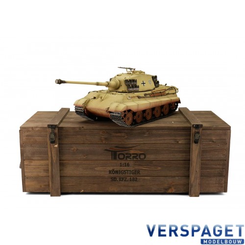 RC Pro-Edition Kingtiger Desert Paint Tank metal edition BB geleverd in luxe houten krat -1112200601
