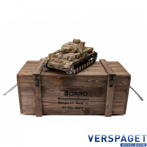 RC Pro-Edition Panzer Tank IV. version G metal edition camouflage geleverd in luxe houten krat -1110385900