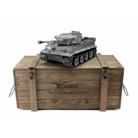 RC Pro-Edition Tiger 1 Early Version grau Tank metal edition BB geleverd in luxe houten krat -1112200100